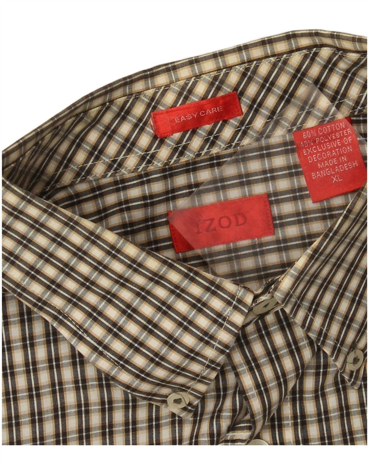 Izod Chemise facile d'entretien XL en coton vichy beige pour homme