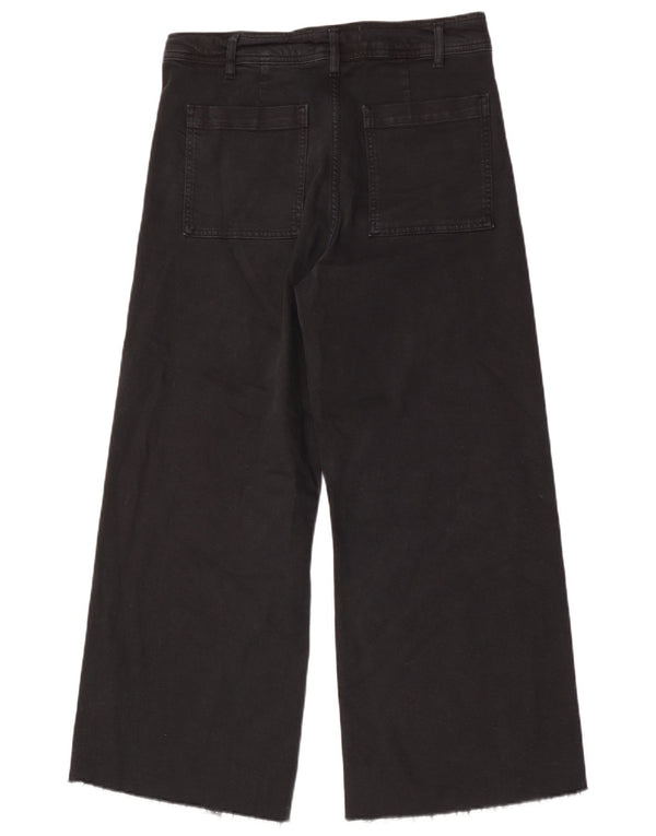 ZARA Femme Taille Haute Jambe Large Jeans EU 44 XL W34 L28 Coton Noir