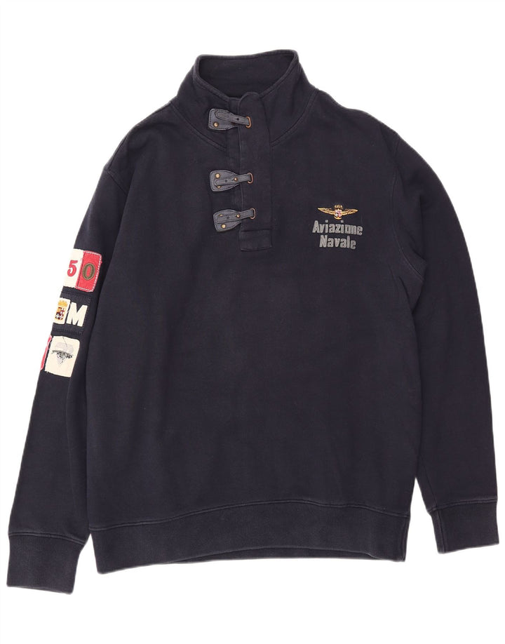 Aviazione Navale Sweat-shirt graphique à col boutonné pour homme 3XL Bleu marine