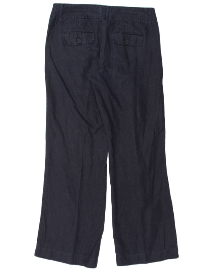 MONSOON Pantalon chino large pour femme UK 10 Small W32 L31 Bleu marine Lin