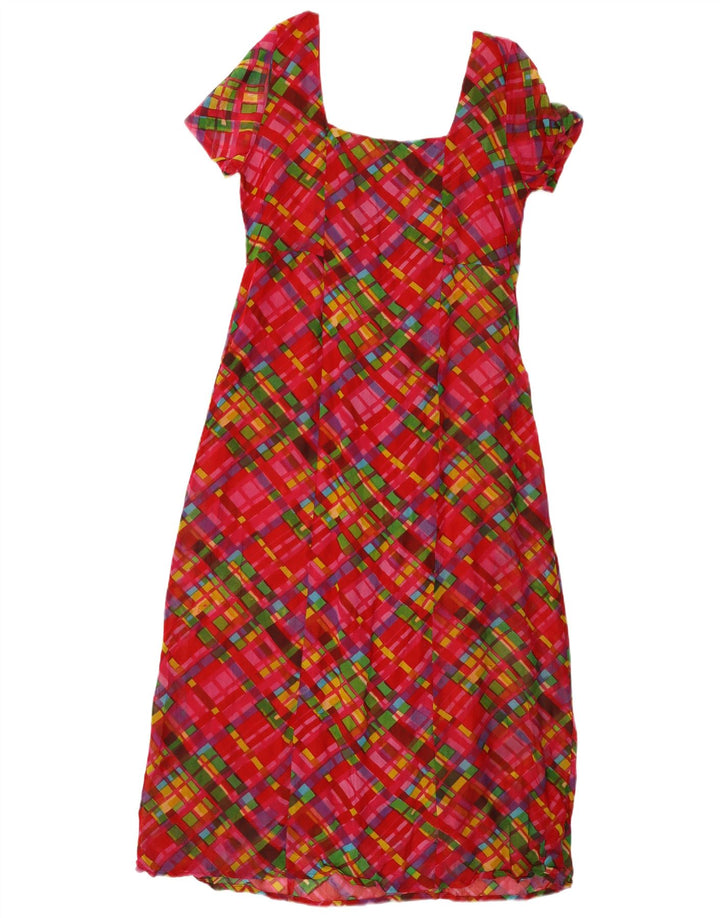 vintage Femme Robe A-Line UK 12 Medium Red Check