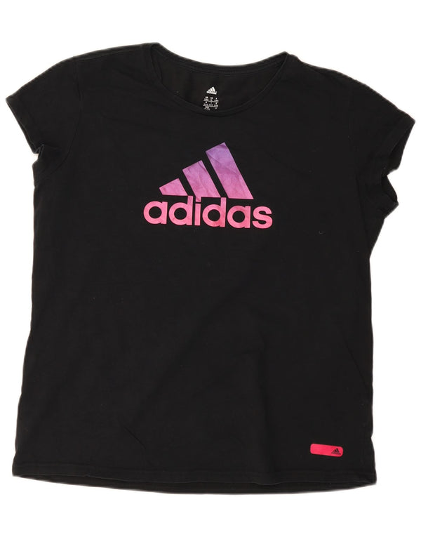 Adidas T-shirt graphique pour femme UK 20/22 XL Noir Coton