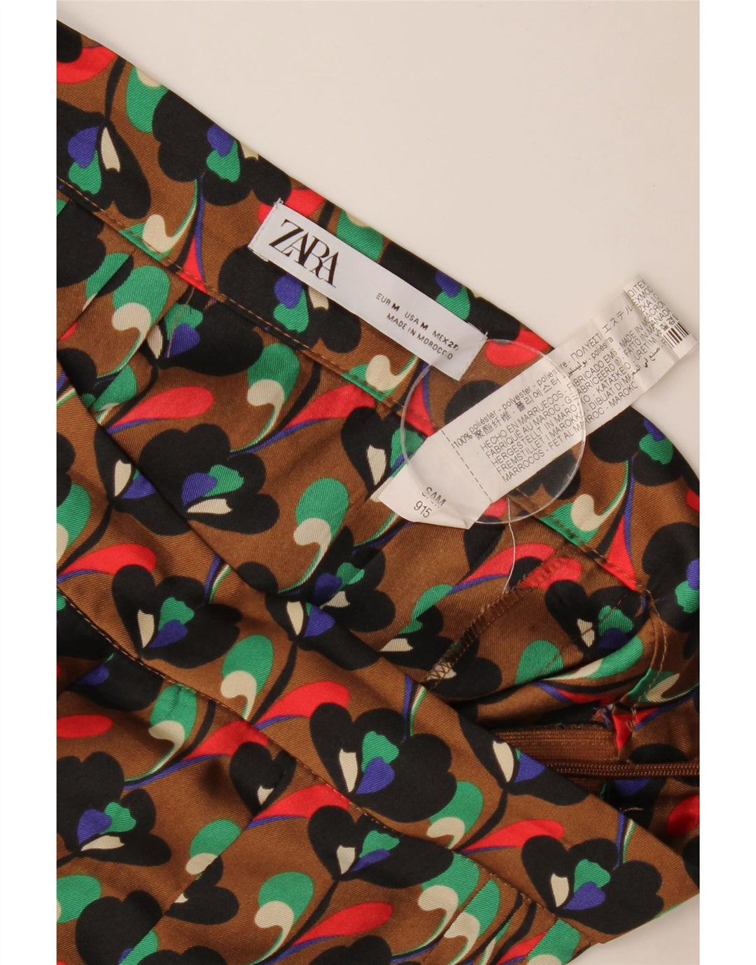 Zara Femme Jupe Plissée Moyen W28 Marron Floral Polyester