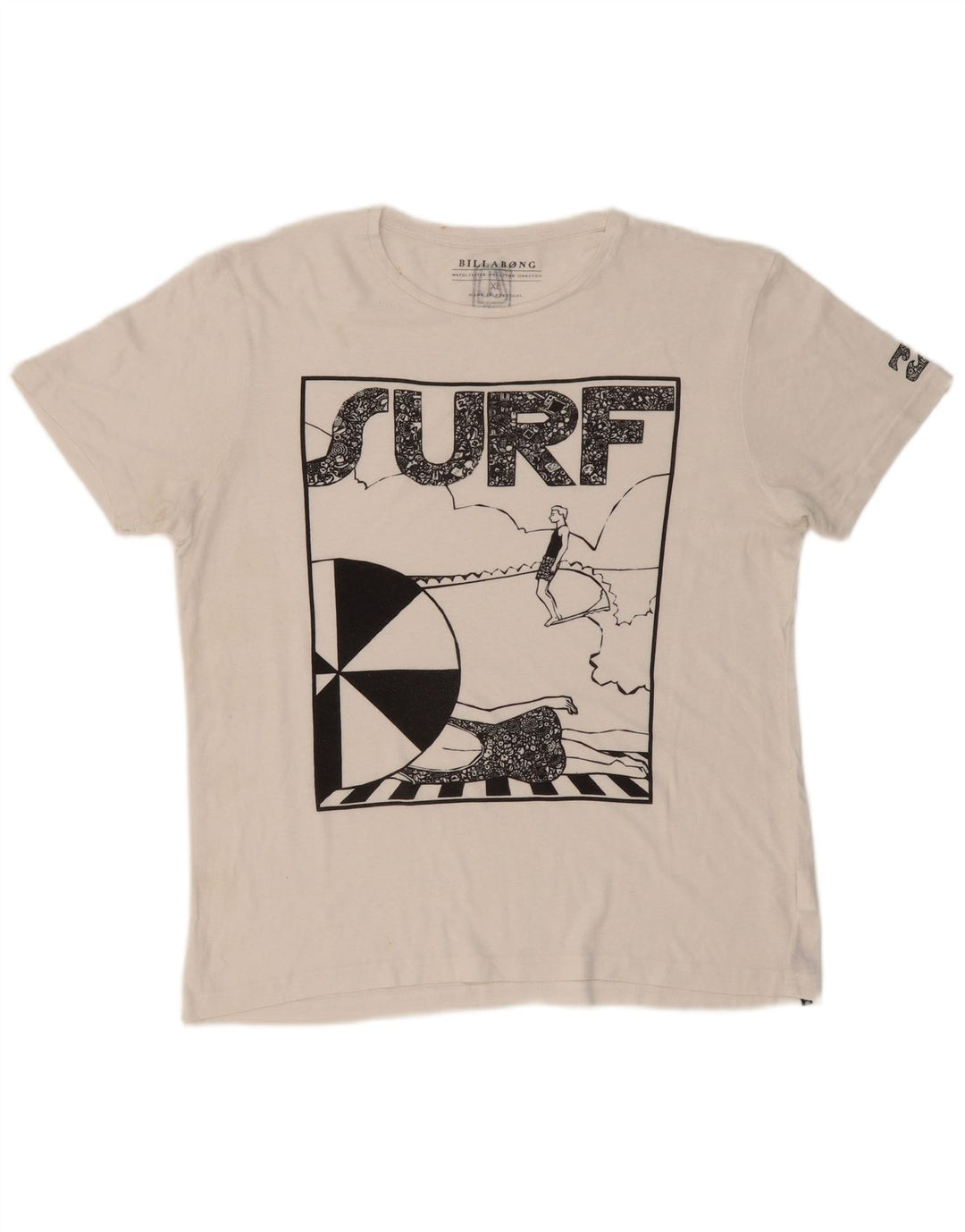 BILLABONG T-Shirt Graphique Homme Top XL Blanc Polyester