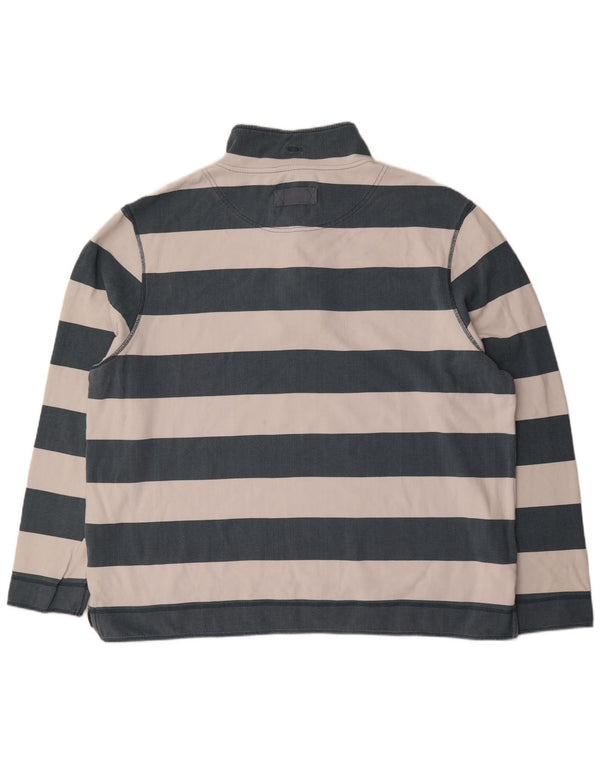 Weird Fish Sweat-shirt à col zippé pour homme en coton rayé bleu 4XL