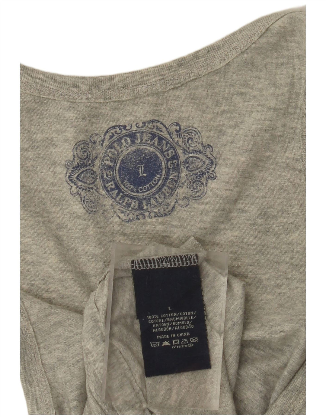 POLO RALPH LAUREN Débardeur graphique pour femme UK 14 Grand coton gris