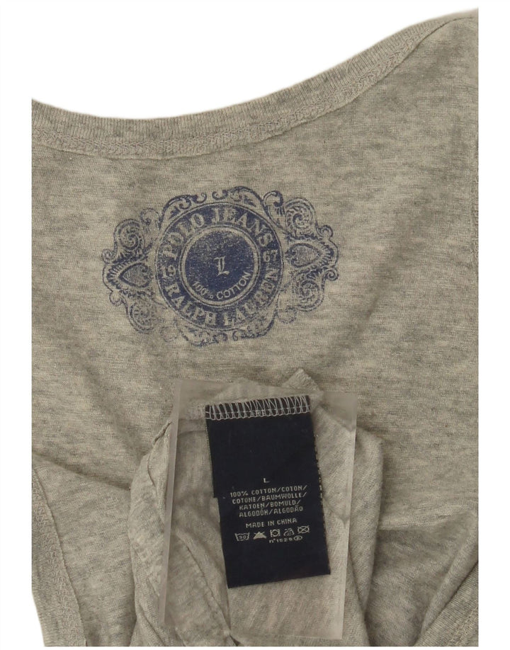 POLO RALPH LAUREN Débardeur graphique pour femme UK 14 Grand coton gris