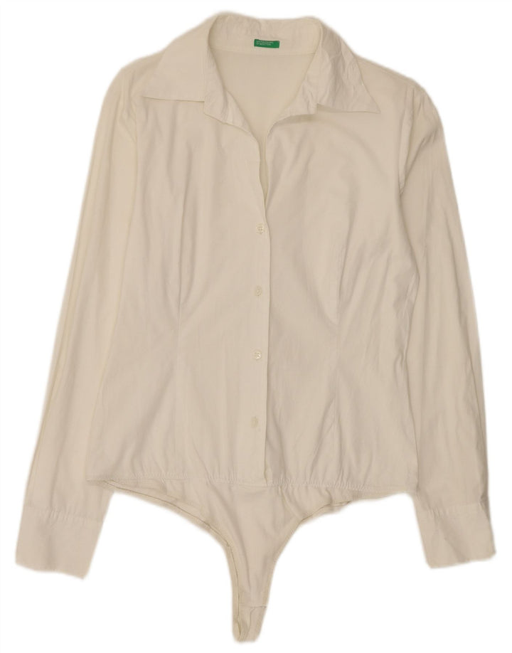 Benetton Chemise Body UK 14 Medium Off White Femme
