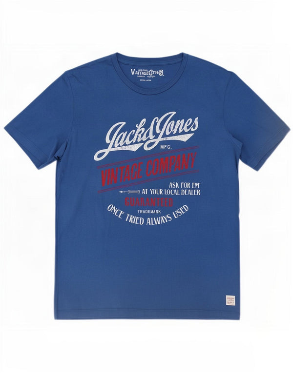 Jack & Jones T-Shirt Graphique Homme Top XL Bleu Coton