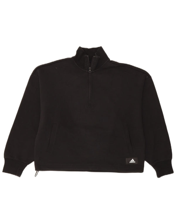 Adidas Sweat-shirt surdimensionné à col zippé pour femme UK 8/10 Petit Noir