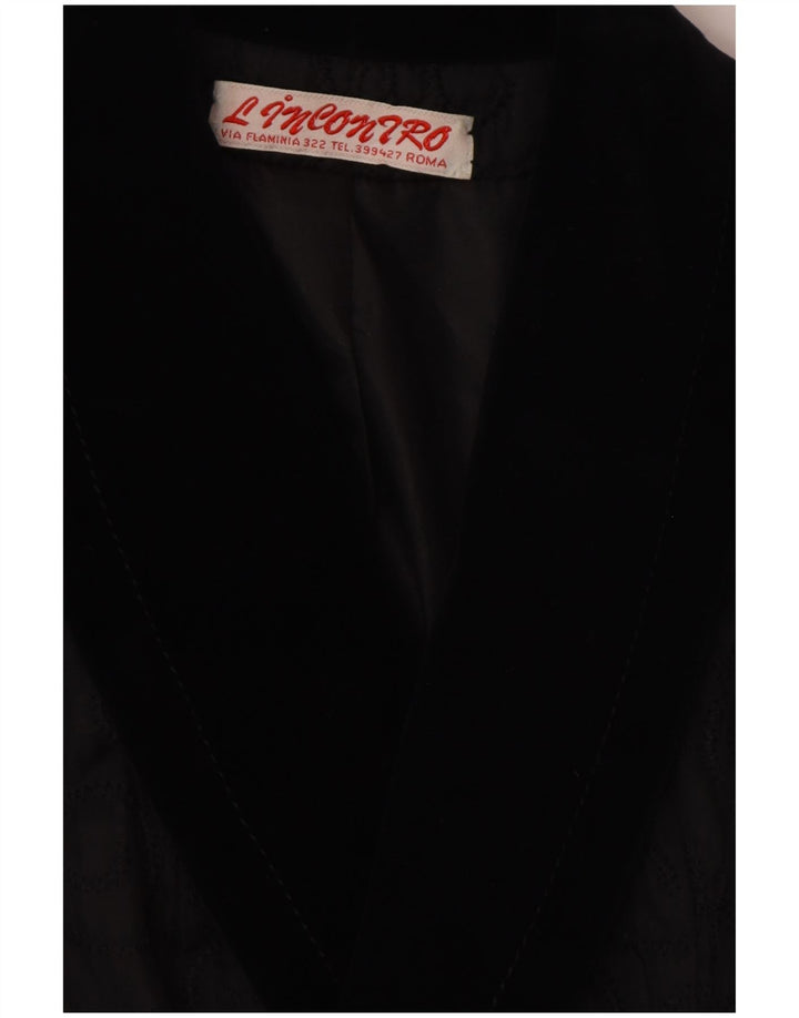 VINTAGE Femme Double Breasted Blazer Veste UK 14 Moyen Noir Paisley