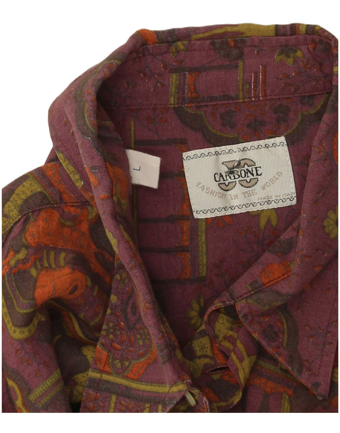 Chemise à motif abstrait vintage pour hommes grande viscose violette