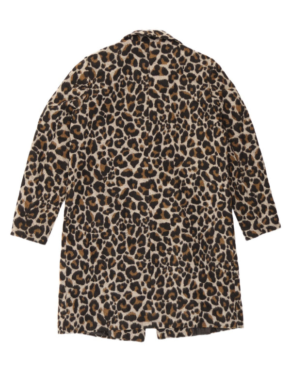 Topshop Manteau surdimensionné pour femme UK 10 Petit marron imprimé animal Polyester