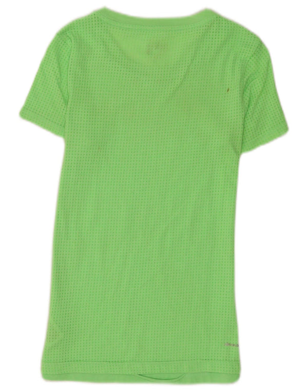 Adidas Womens Aeroknit T-Shirt Top UK 4/6 XS Vert Coton