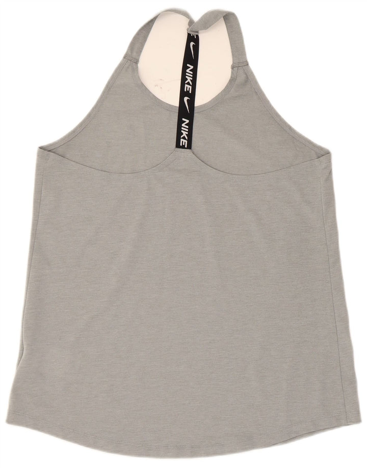 Nike Womens Dri Fit Graphic Débardeur UK 14 Large Gris Polyester