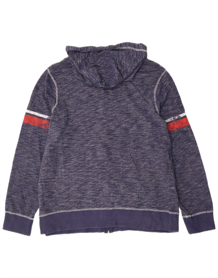 MAJESTIC Pull à capuche zippé homme XL coton moucheté bleu