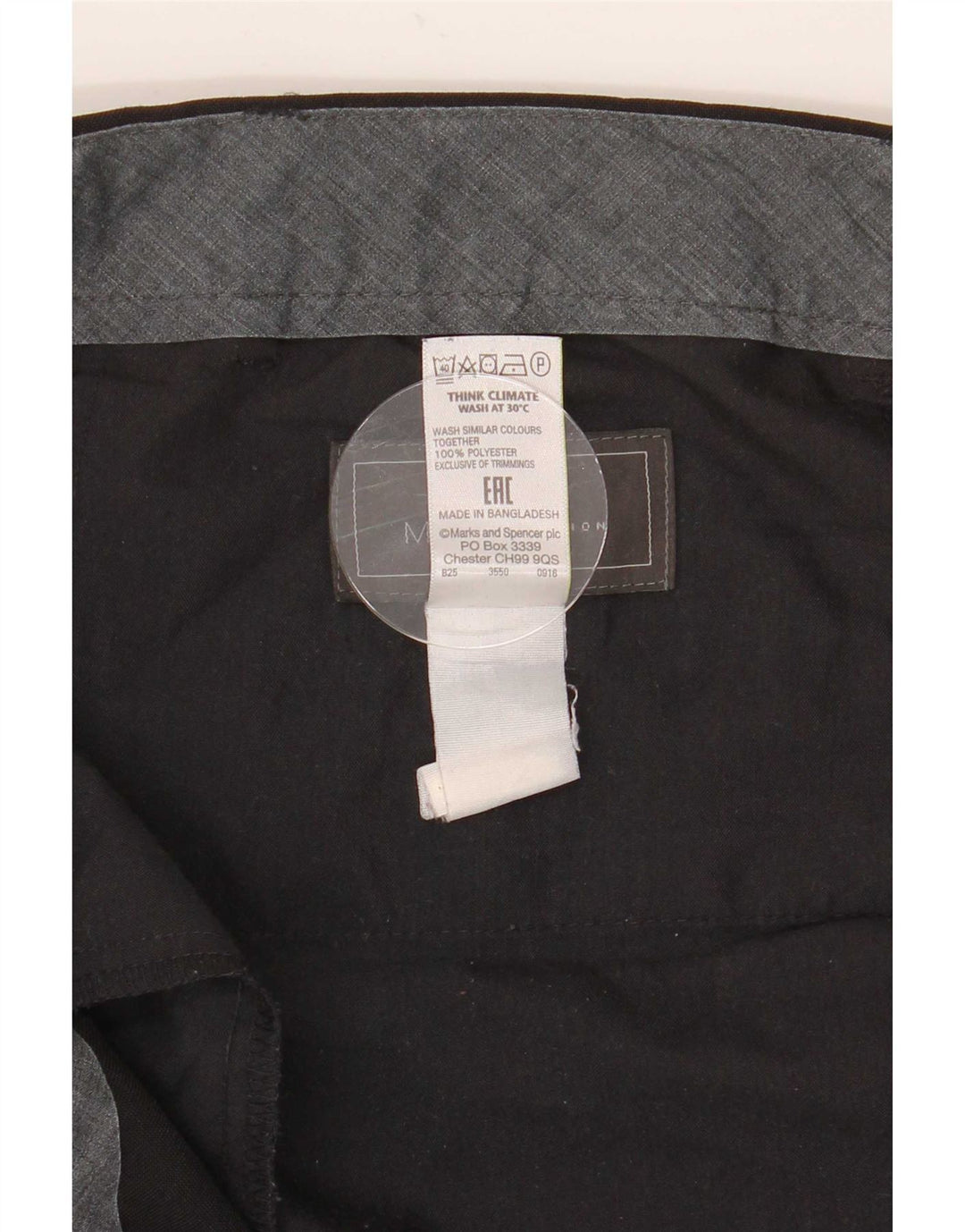 Marks & Spencer Pantalon de Costume Droit Homme W40 L29 Noir Polyester