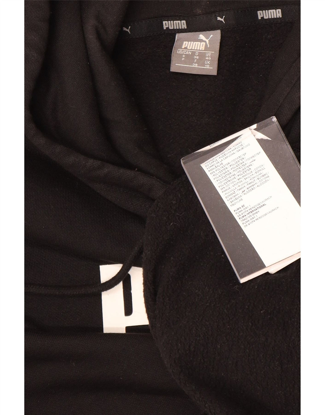 PUMA Pull à capuche graphique pour femme UK 10 Petit Noir Polyester