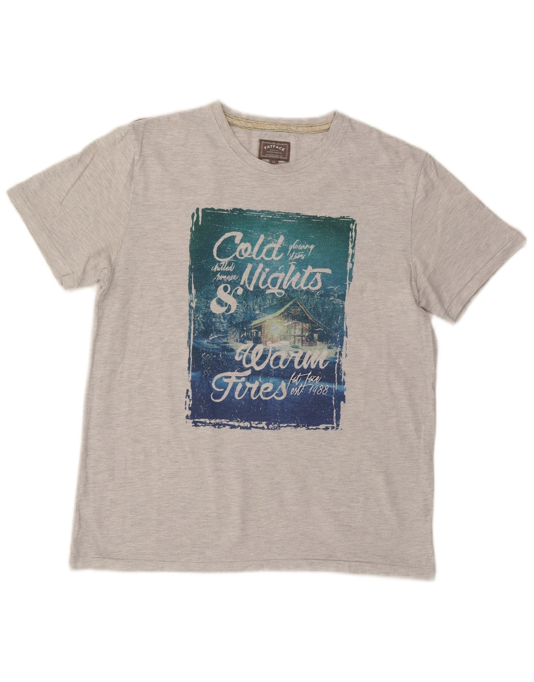 Fat Face T-Shirt Graphique Homme Gris Moyen Coton