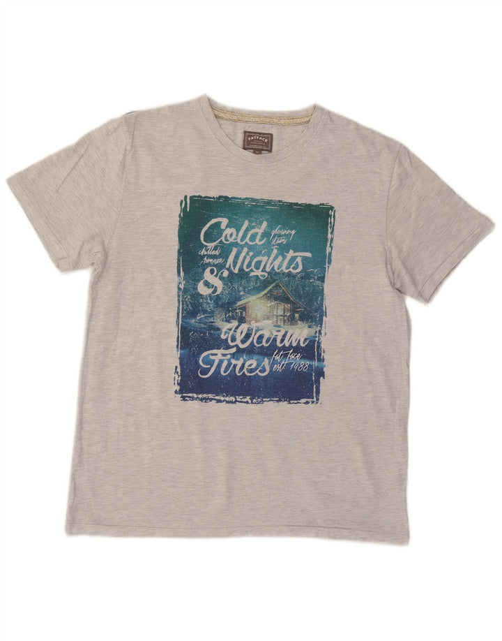 Fat Face T-Shirt Graphique Homme Gris Moyen Coton