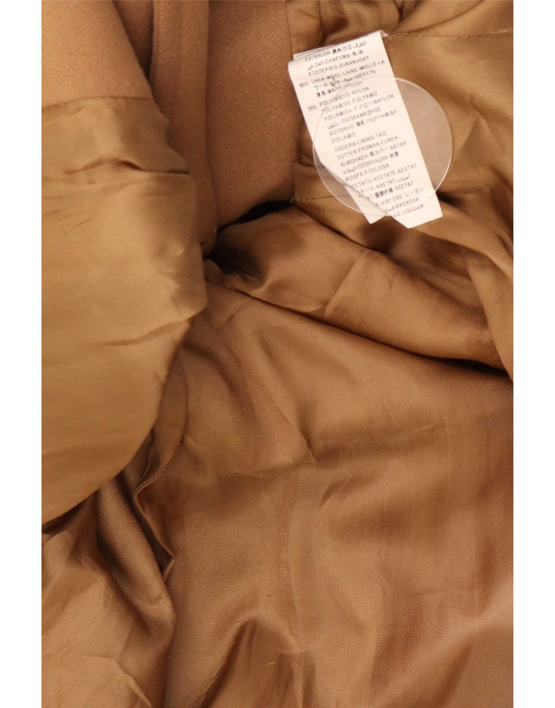 Benetton Manteau Croisé Femme IT 44 Laine Beige Moyen