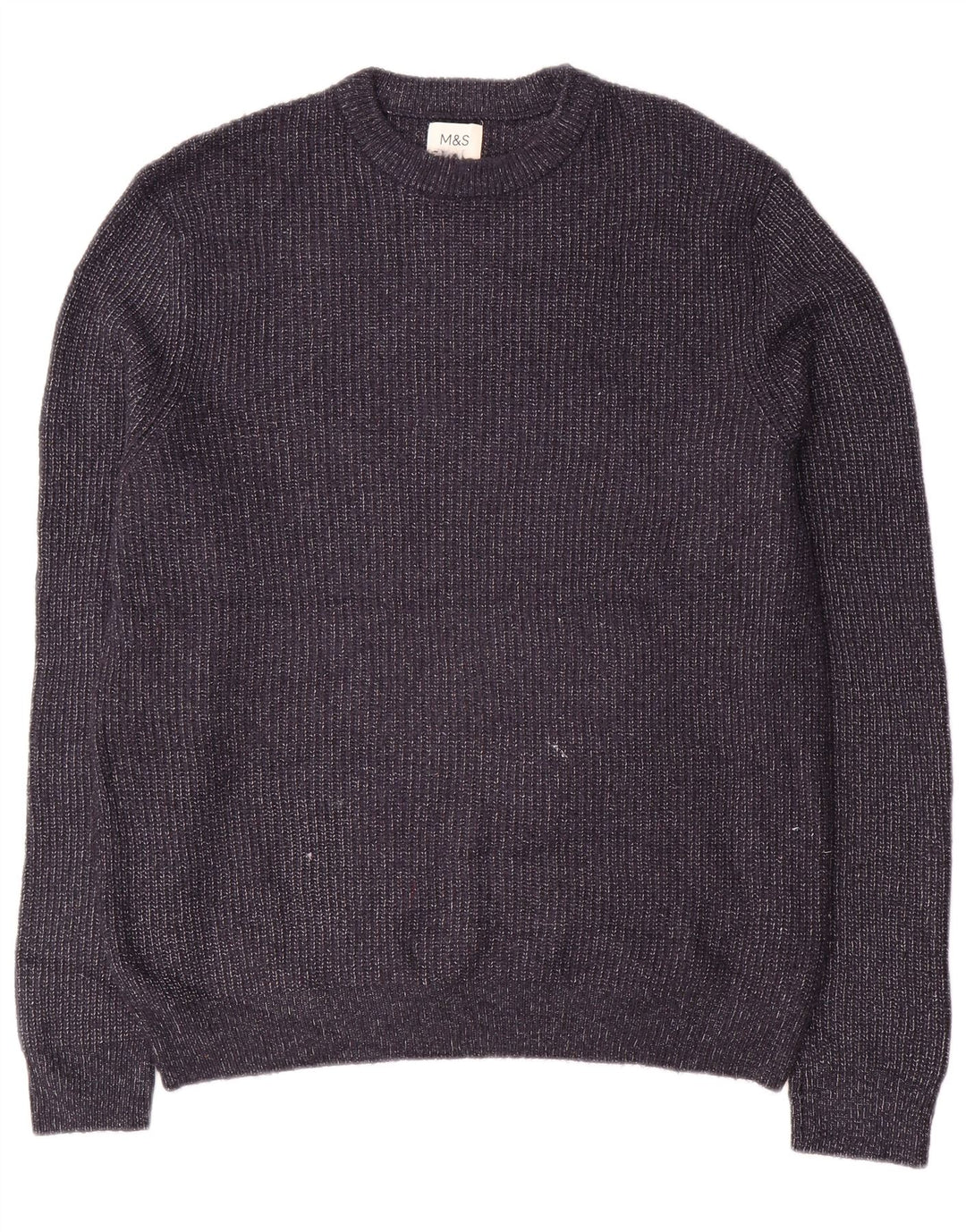 Marks & Spencer Pull à col rond pour homme Bleu marine moucheté