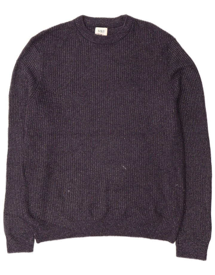 Marks & Spencer Pull à col rond pour homme Bleu marine moucheté