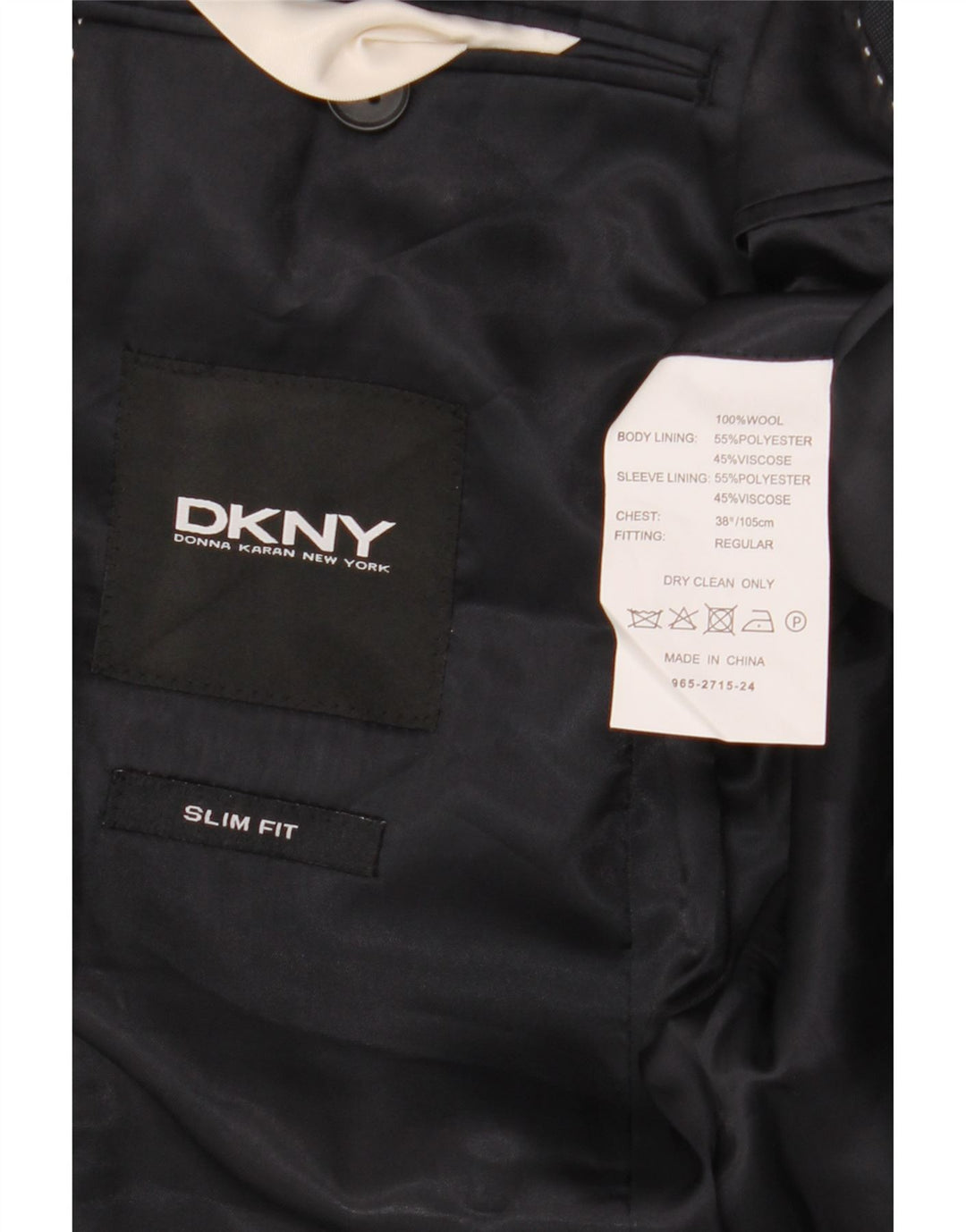 Dkny Veste Blazer Slim Fit à 2 Boutons pour Homme UK 38 Laine Bleu Marine Moyen