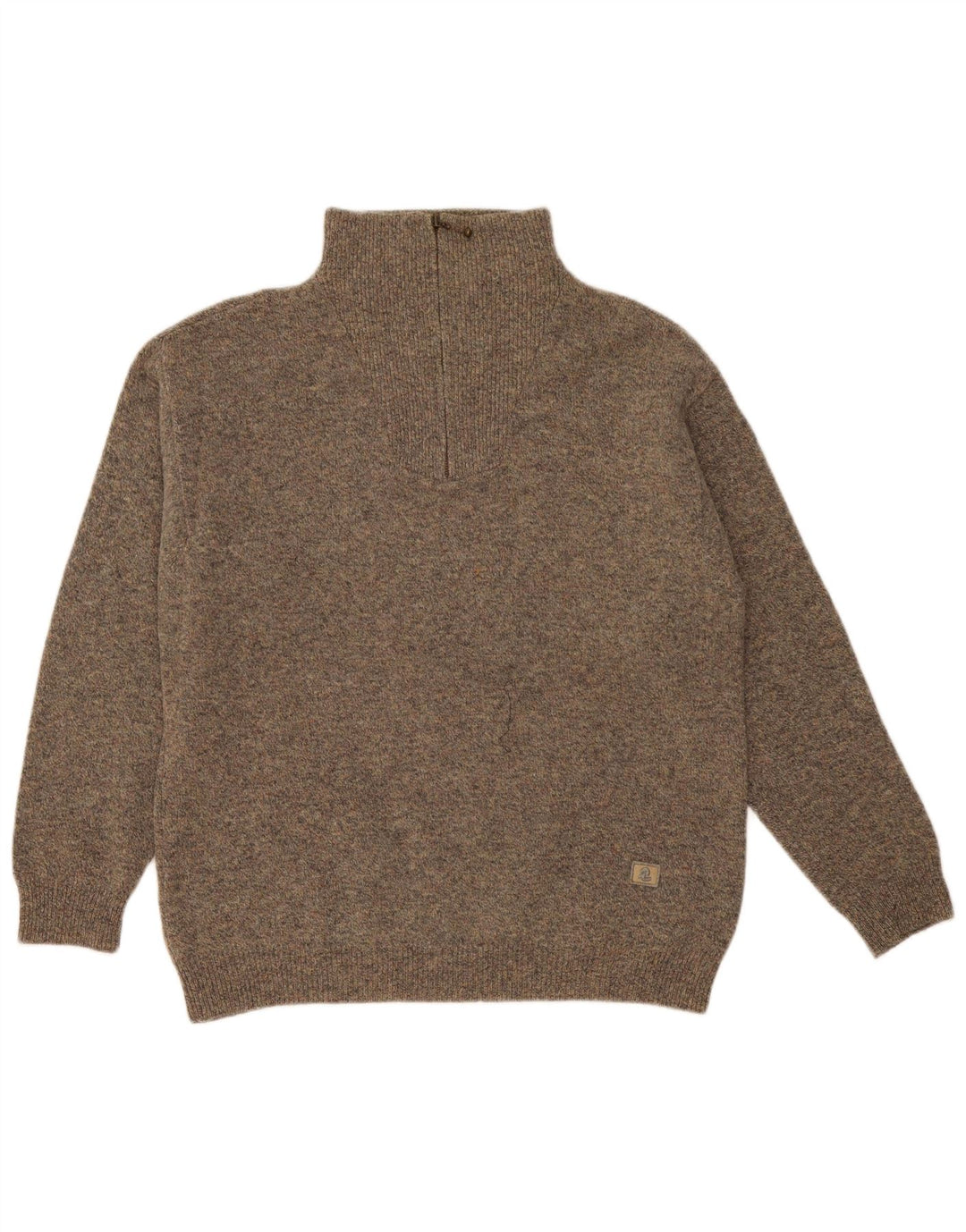 Invicta Pull à col zippé pour homme en laine mouchetée grise
