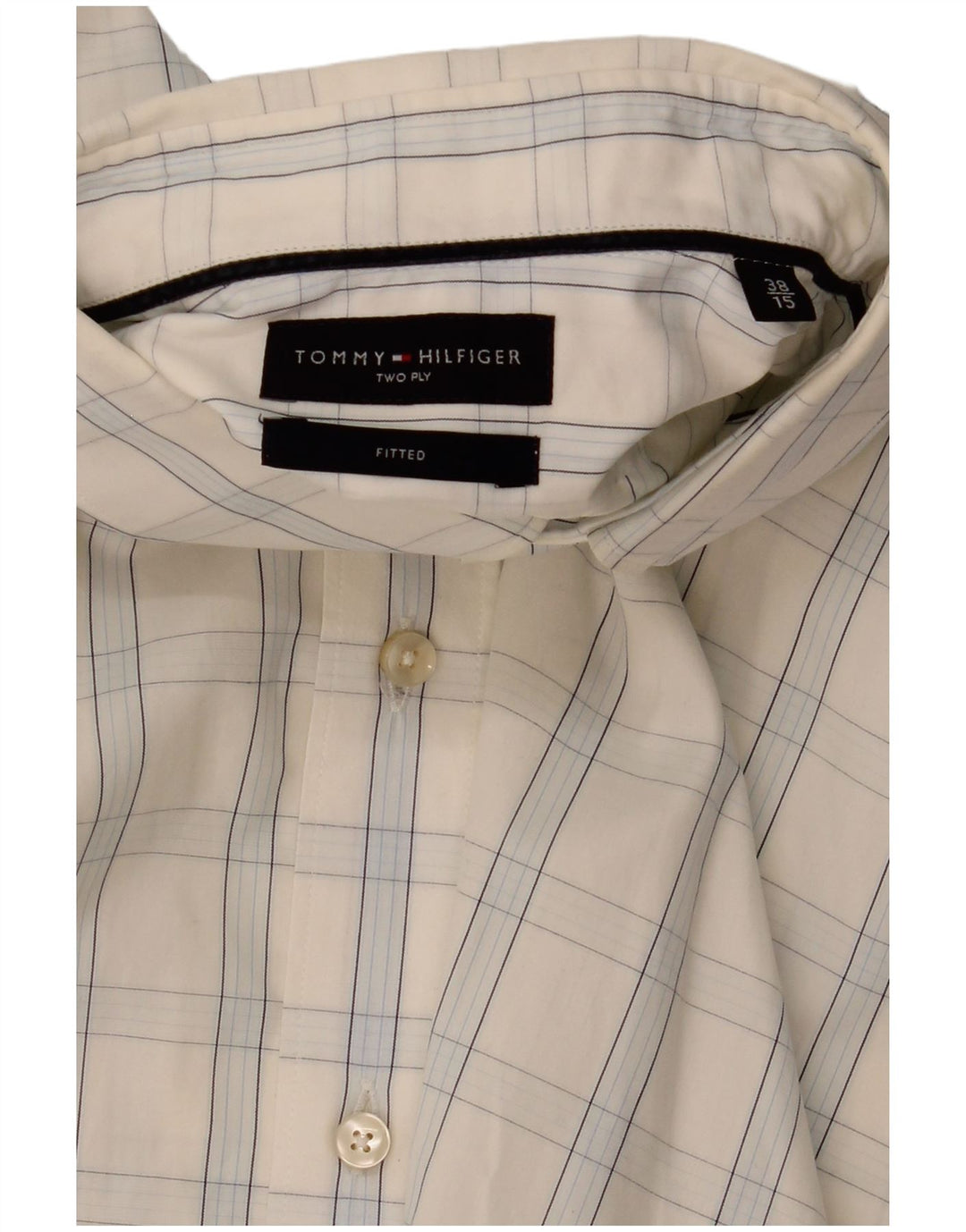 TOMMY HILFIGER Chemise ajustée pour homme Taille 38 15 Carreaux blancs moyens