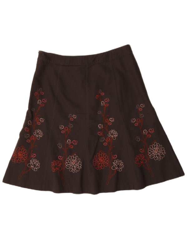 Laura Ashley Jupe trapèze week-end pour femme UK 18 XL W36 Coton floral marron
