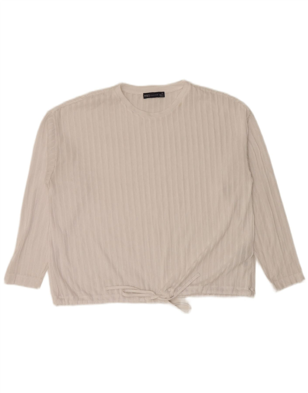 Marks & Spencer Haut surdimensionné à manches longues pour femme UK 10 Small Blanc