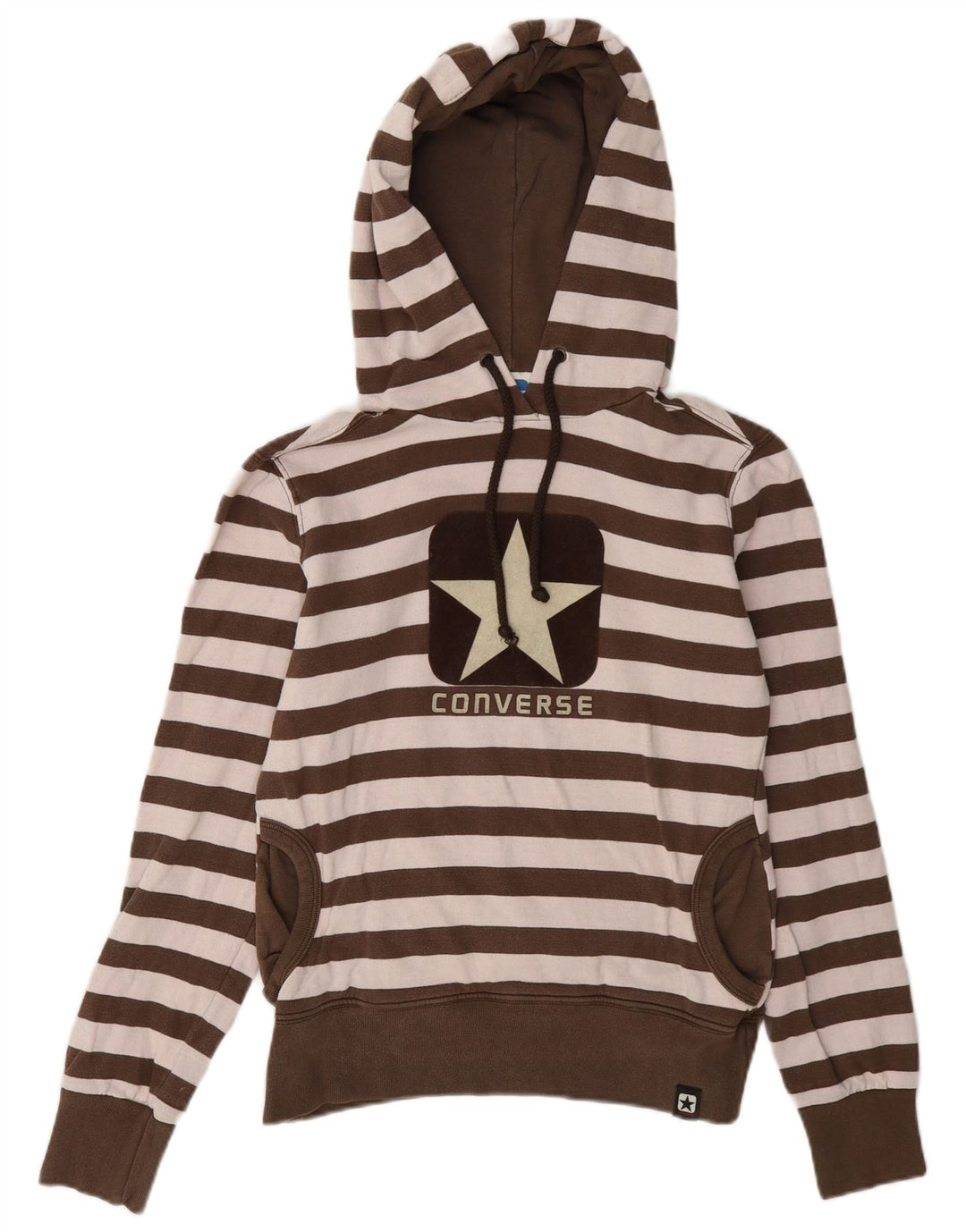Converse Sweat-shirt graphique pour femme UK 12 en coton rayé marron moyen