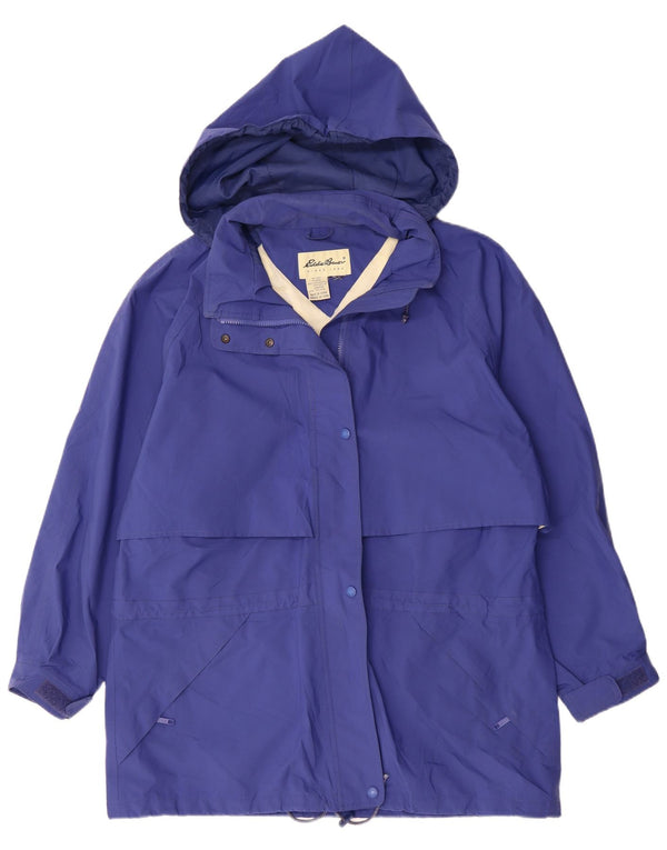 EDDIE BAUER Manteau coupe-vent à capuche pour femme UK 20 2XL Bleu Polyester