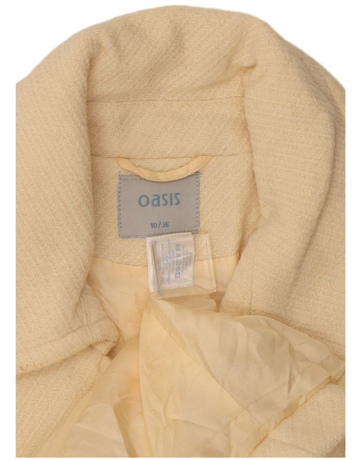 Oasis Pardessus Femme UK 10 Petite Laine Blanc Cassé