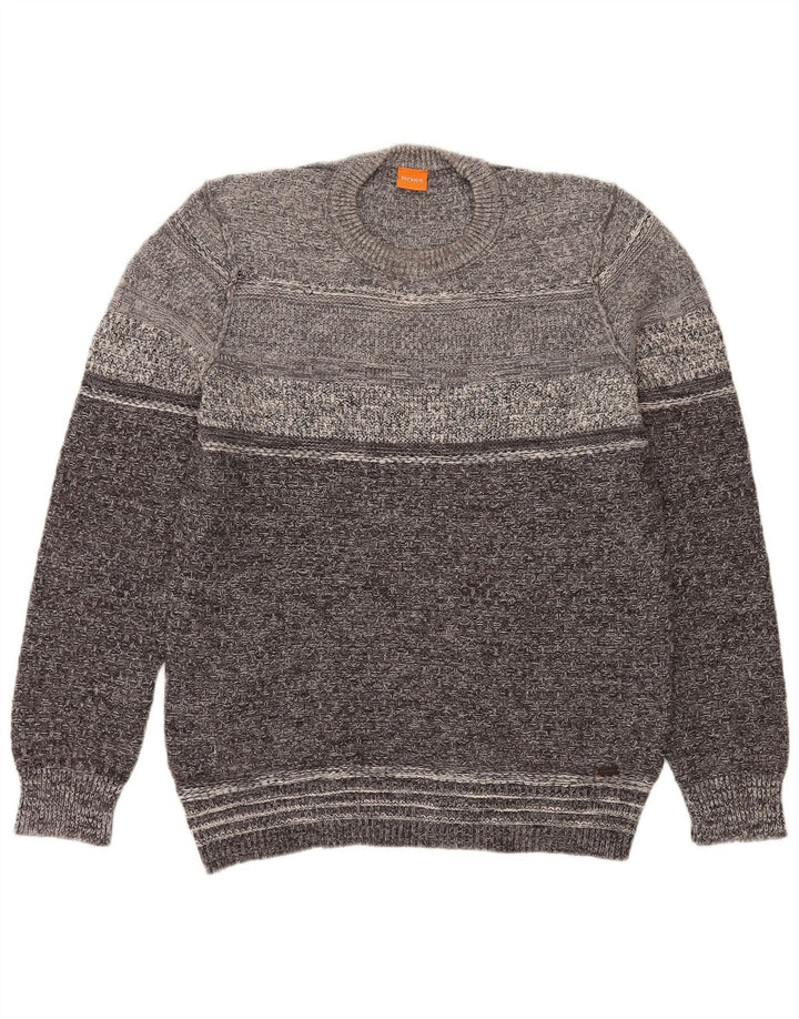 Hugo Boss Pull ras du cou pour hommes, grand coton gris