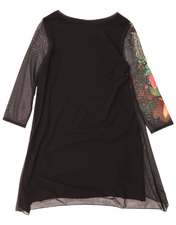 Desigual Robe tunique graphique pour femme UK 6 XS Noir Floral
