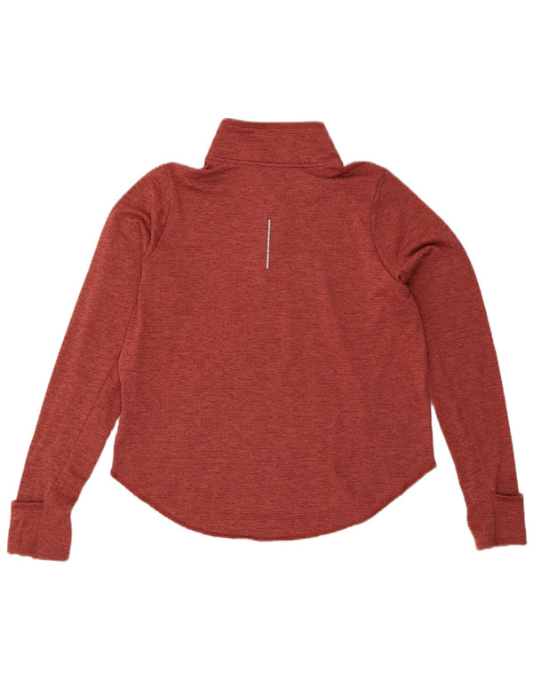 Nike Dri Fit Zip Neck Pull Survêtement Top UK 16 Grand Rouge Moucheté
