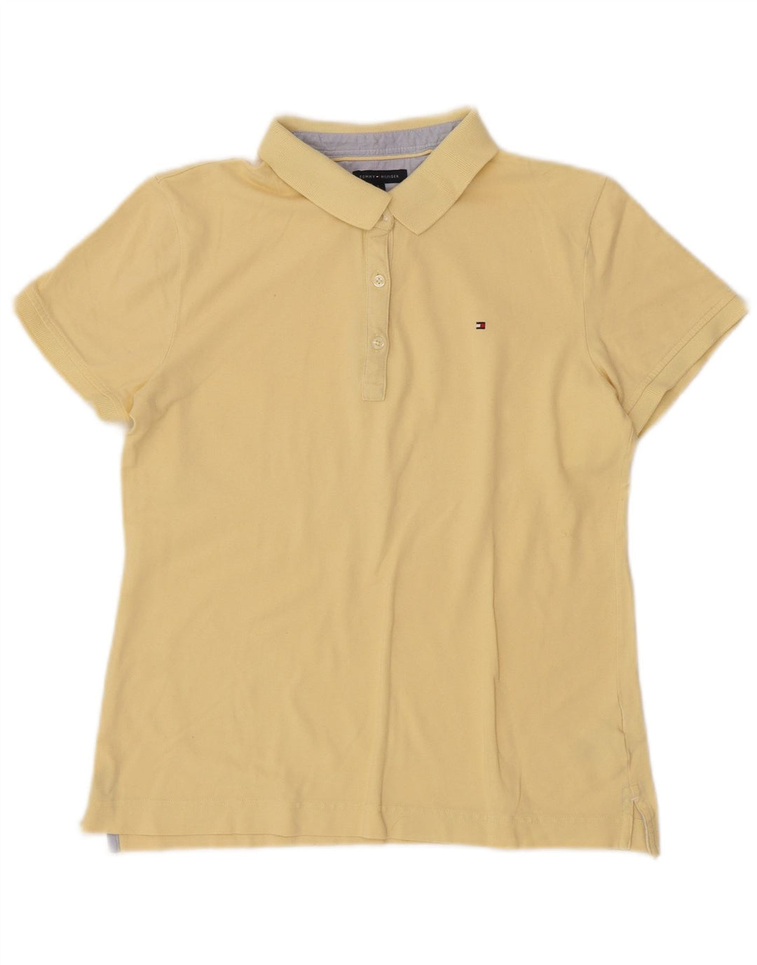 TOMMY HILFIGER Polo Femme UK 14 Large Jaune Coton