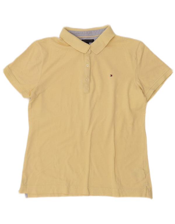 TOMMY HILFIGER Polo Femme UK 14 Large Jaune Coton