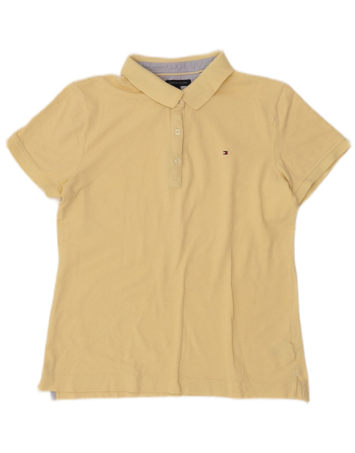 TOMMY HILFIGER Polo Femme UK 14 Large Jaune Coton
