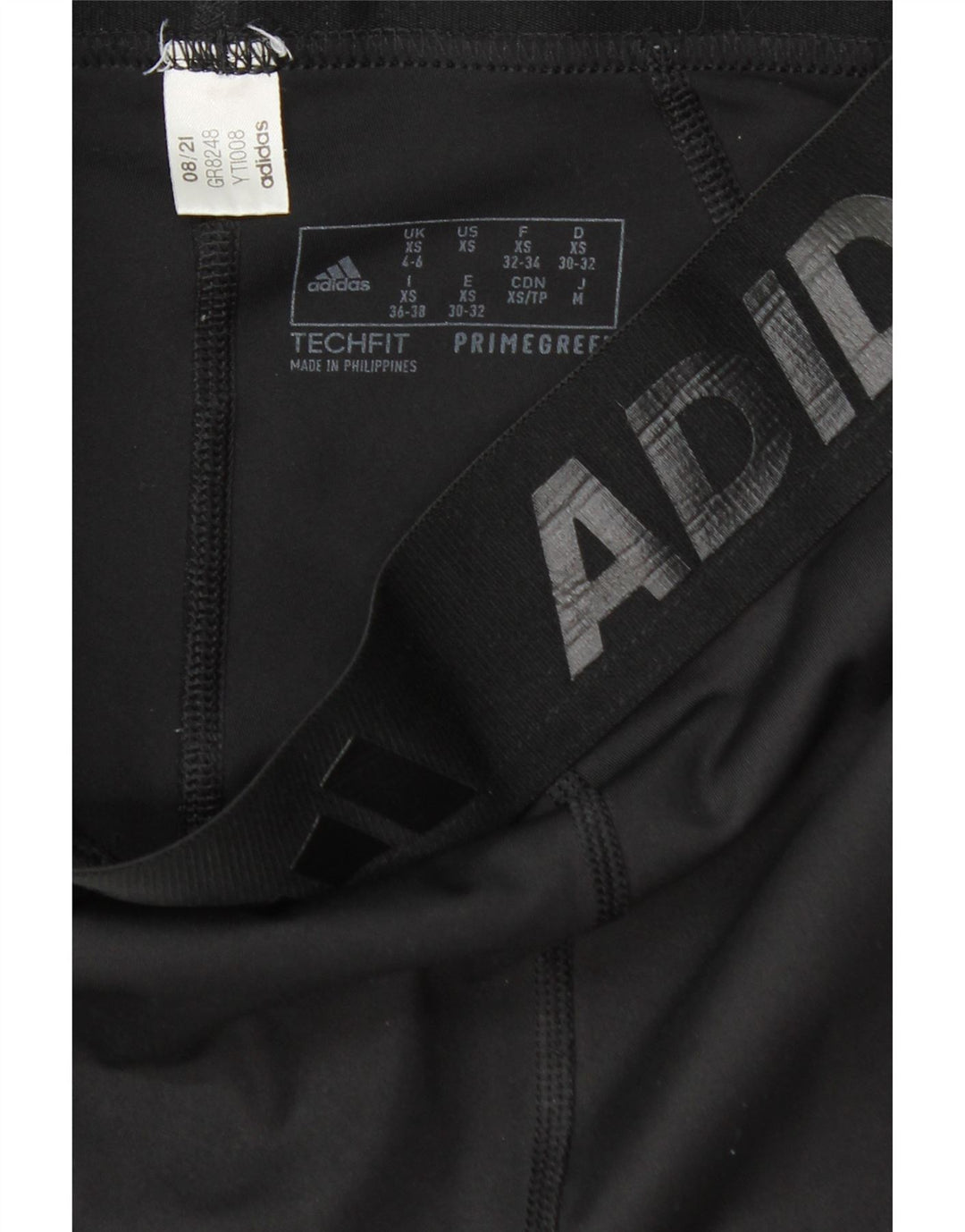 ADIDAS Womens Graphic Leggings UK 4/6 XS  Black Polyester