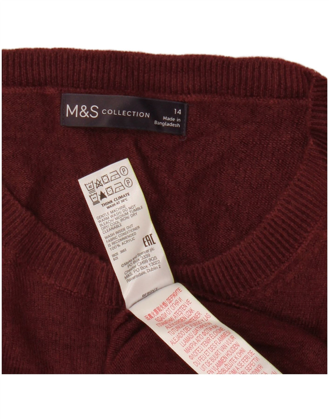 MARKS & SPENCER Pull à col rond pour femme UK 14 Grand Acrylique Marron