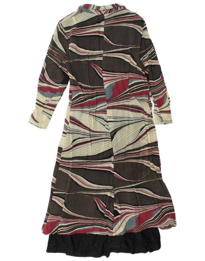 Robe chemise à motif abstrait vintage pour femmes UK 12 Moyen Multicolore