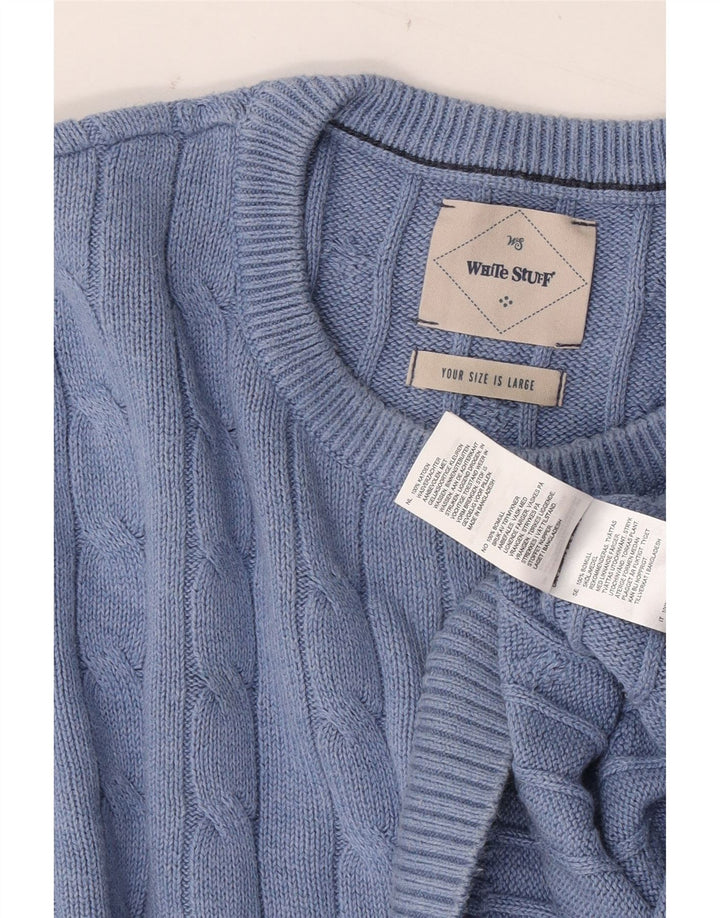 WHITE STUFF Pull à col rond pour homme en coton bleu moyen