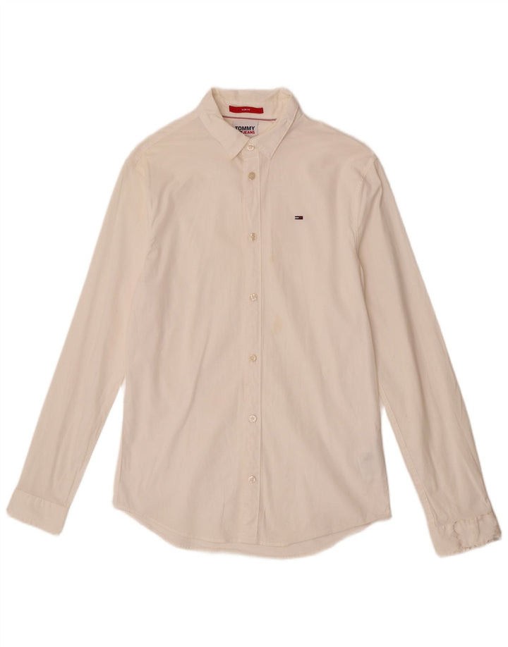 Tommy Hilfiger Chemise Slim Fit Homme Blanc Cassé Moyen Coton