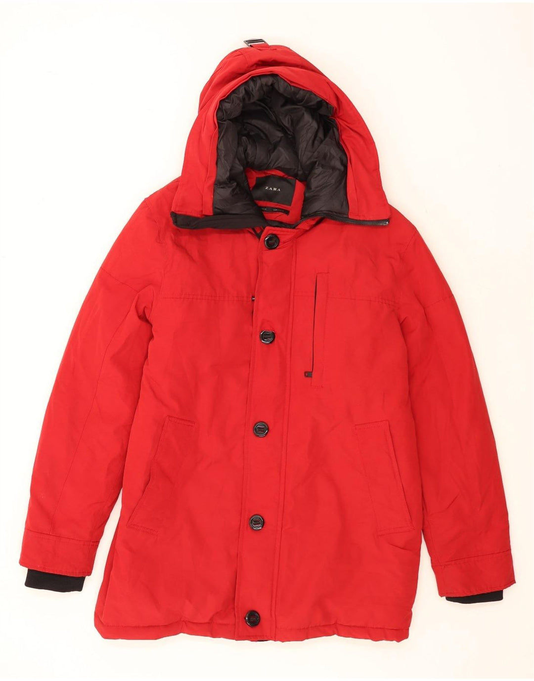 ZARA Veste coupe-vent à capuche pour homme UK 40 Large Rouge