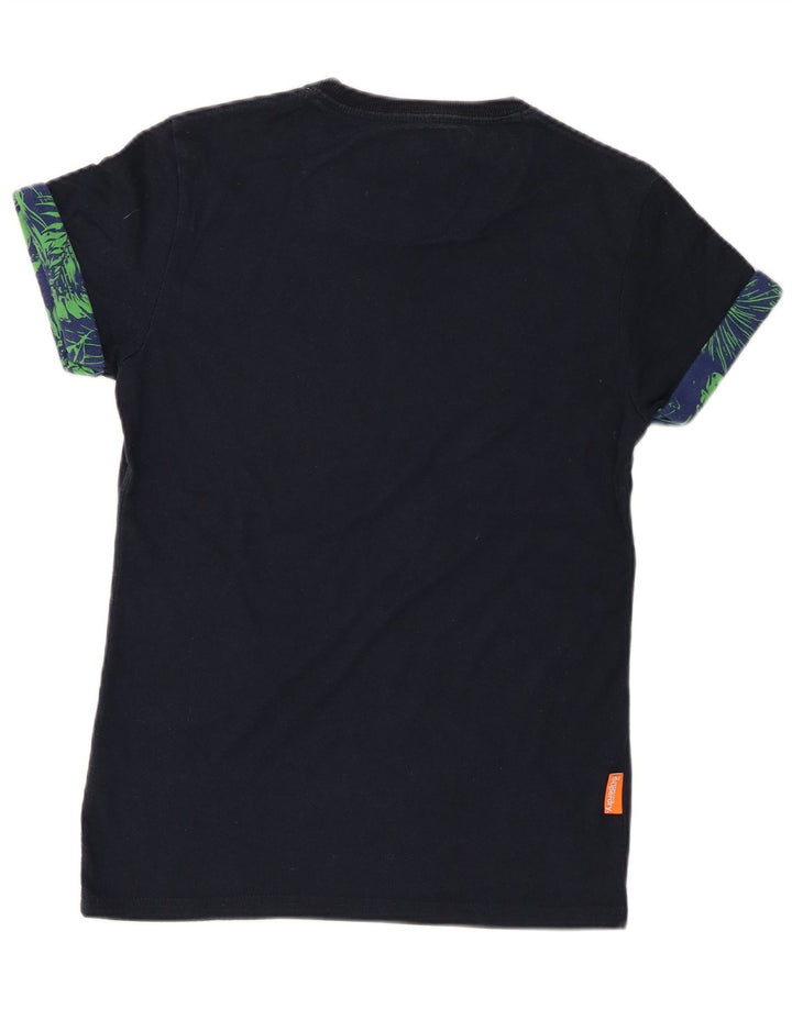 Superdry Homme T-Shirt Top Petit Bleu Marine Coton
