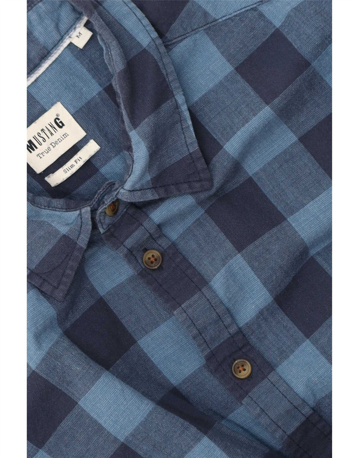 Mustang Chemise ajustée à manches courtes pour homme Bleu moyen Vichy