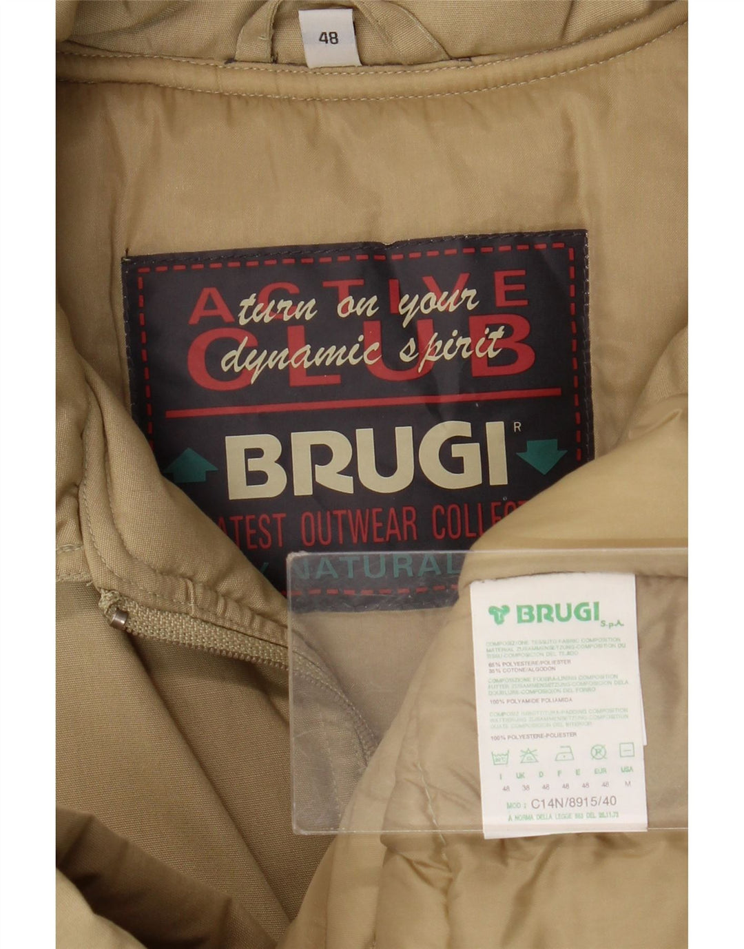 Brugi Manteau Rembourré Homme IT 48 Polyester Beige Moyen